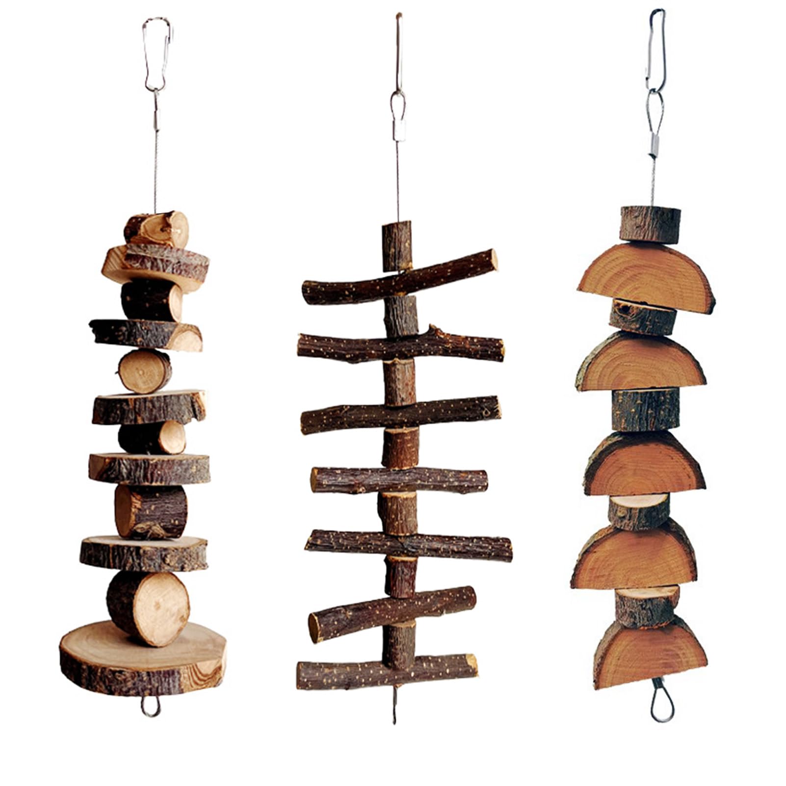 Rebecca online 3pcs Small Animal Chews Toy Natural Apple Wood Block Cage Hanging Molars Treats Snack for Hamsters Rabbits Bunny Bird Parrots Chinchilla Guinea Pig Gerbils Squirrels