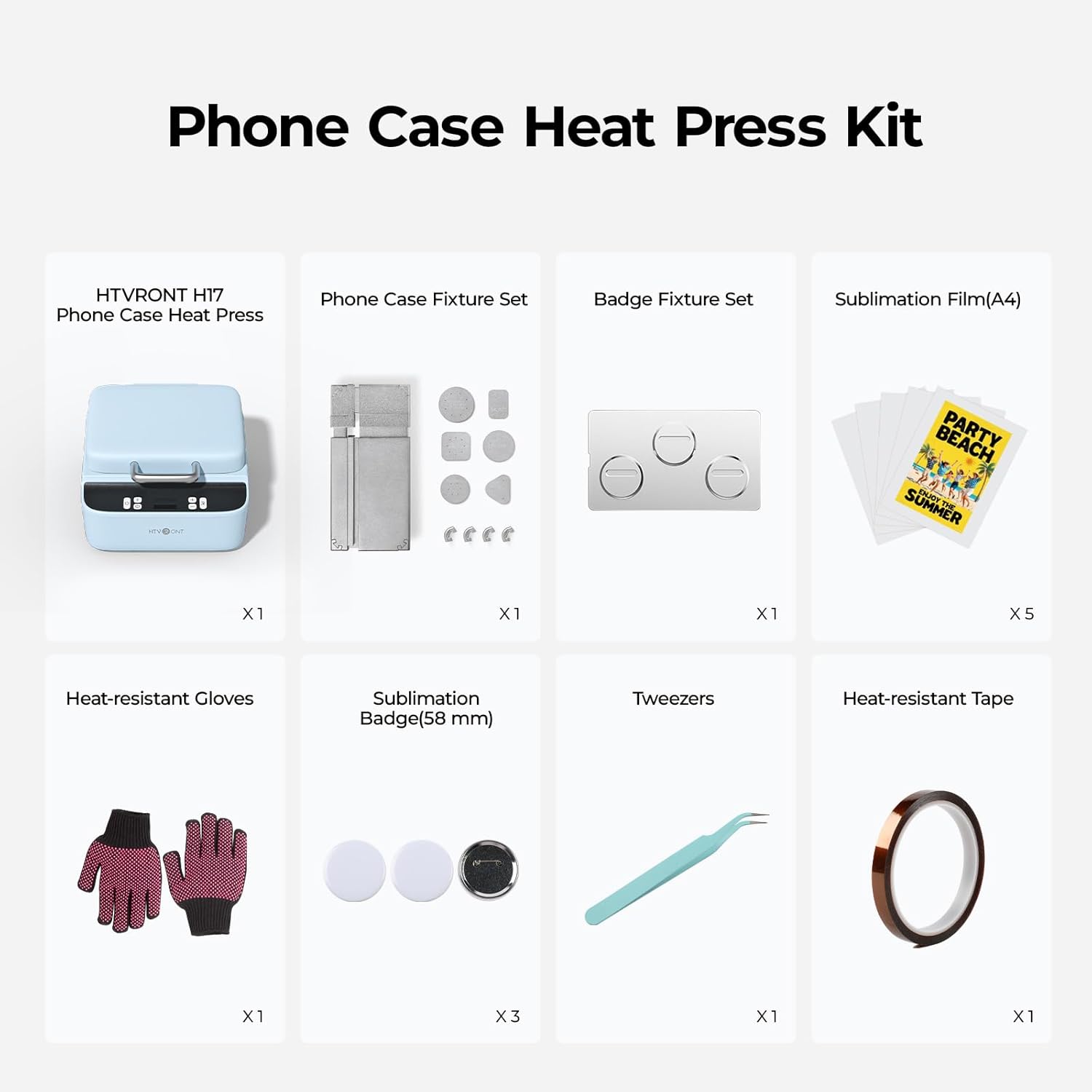 HTVRONT Phone Case Heat Press(Compatible with Android) & 52 Pcs Heat Press Accessories