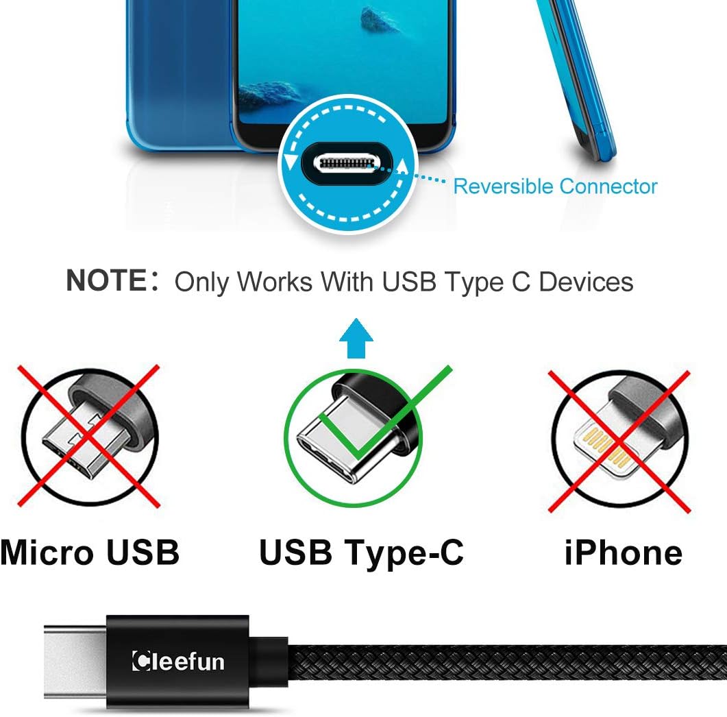 CLEEFUN Extra Long USB C Cable, 65ft / 20M, USB to USB C Power Cable - 65 Foot Type C Charging Cord (No Data) for USB-C Phone, Tablet, PS5, Switch & More, Nylon Braided