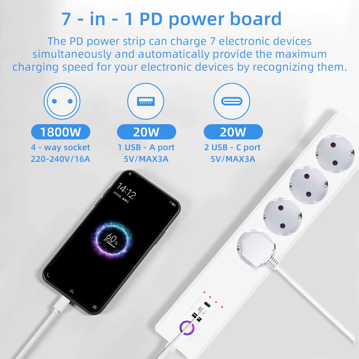 UseeLink Matter Steckdosenleiste,USB C Ladegerät 30W, Smart Mehrfachsteckdose WLAN Schnellladegerät funktioniert mit Alexa, Apple HomeKit und Google, 16A
