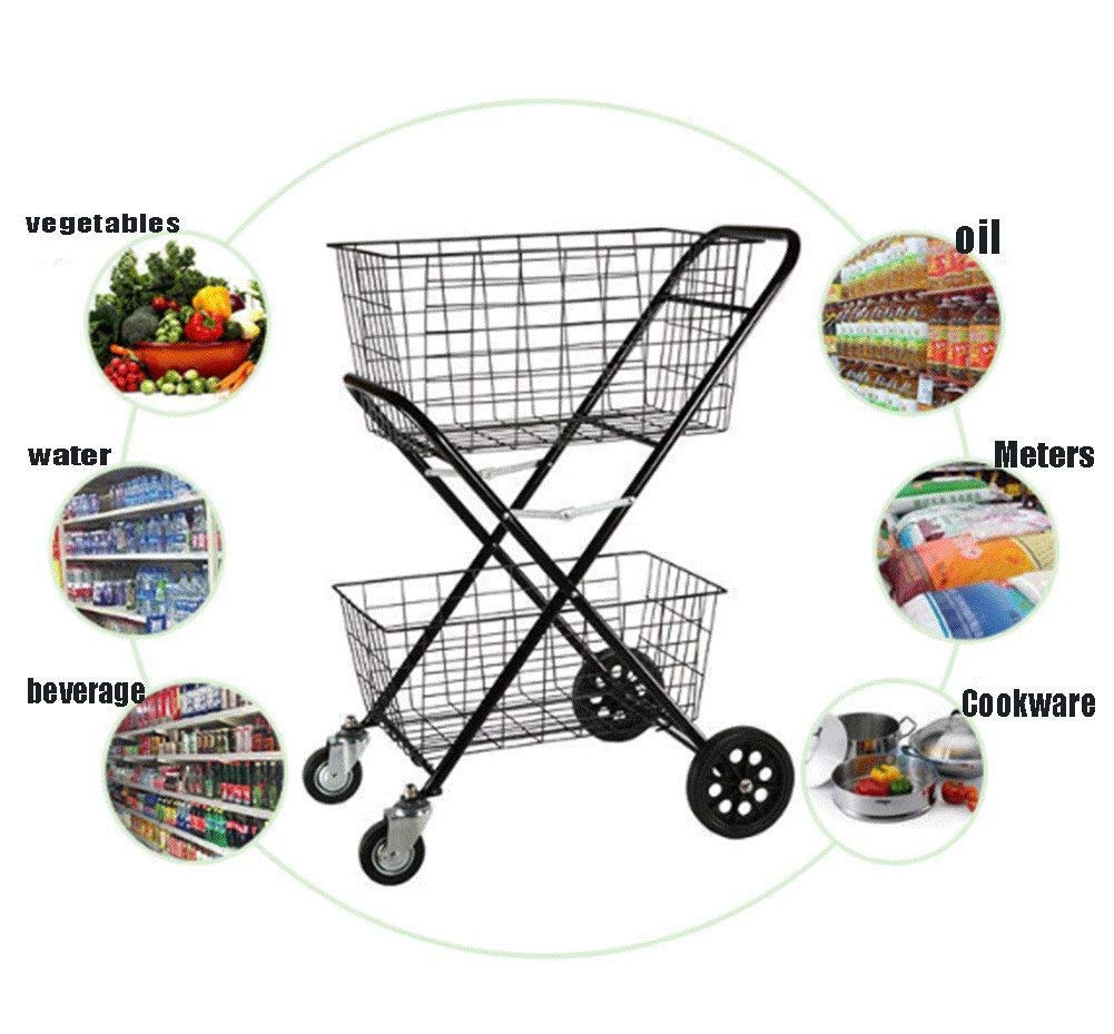 NZPOST Carrito de Compras de Doble Capa con Ruedas de Goma Resistentes al Desgaste y antioxidantes para protección del Medio Ambiente para niños