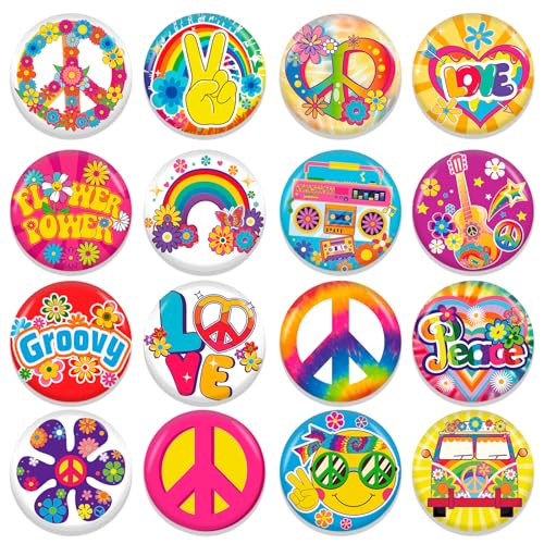 HOWAF 16 Stück Hippie Buttons, Groovy Retro Hippie Boho Buttons Anstecker Frieden Zeichen Flower Power Button Pins für Hippie Accessoires, Hippie Kostüm Fashing 60er Jahre Hippie Deko HOWAF 16 Stück Hippie Buttons, Groovy Retro Hippie Boho Buttons Anstecker Frieden Zeichen Flower Power Button Pins für Hippie Accessoires, Hippie Kostüm Fashing 60er Jahre Hippie Deko