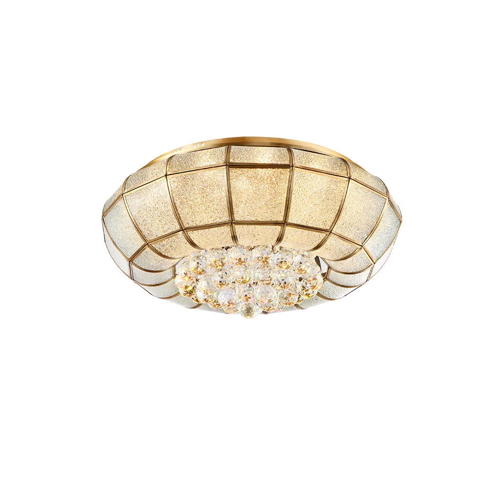 HynJGih All Bronze Ceiling Light Living Room Bedroom Dining Room Lamp Simple and Creative Atmosphere Crystal Light Round(Warm Light,45cm)