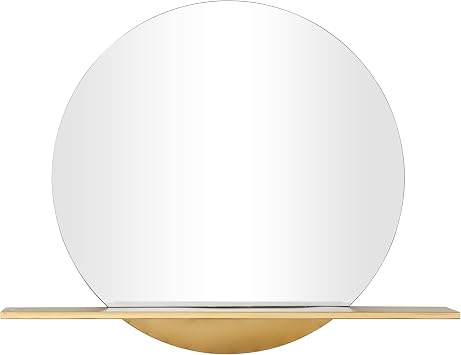 Deco 79 Metal Room Wall Mirror 1 Shelf Entryway Mirror, Wall Mounted Mirror 35" x 4" x 28", Gold