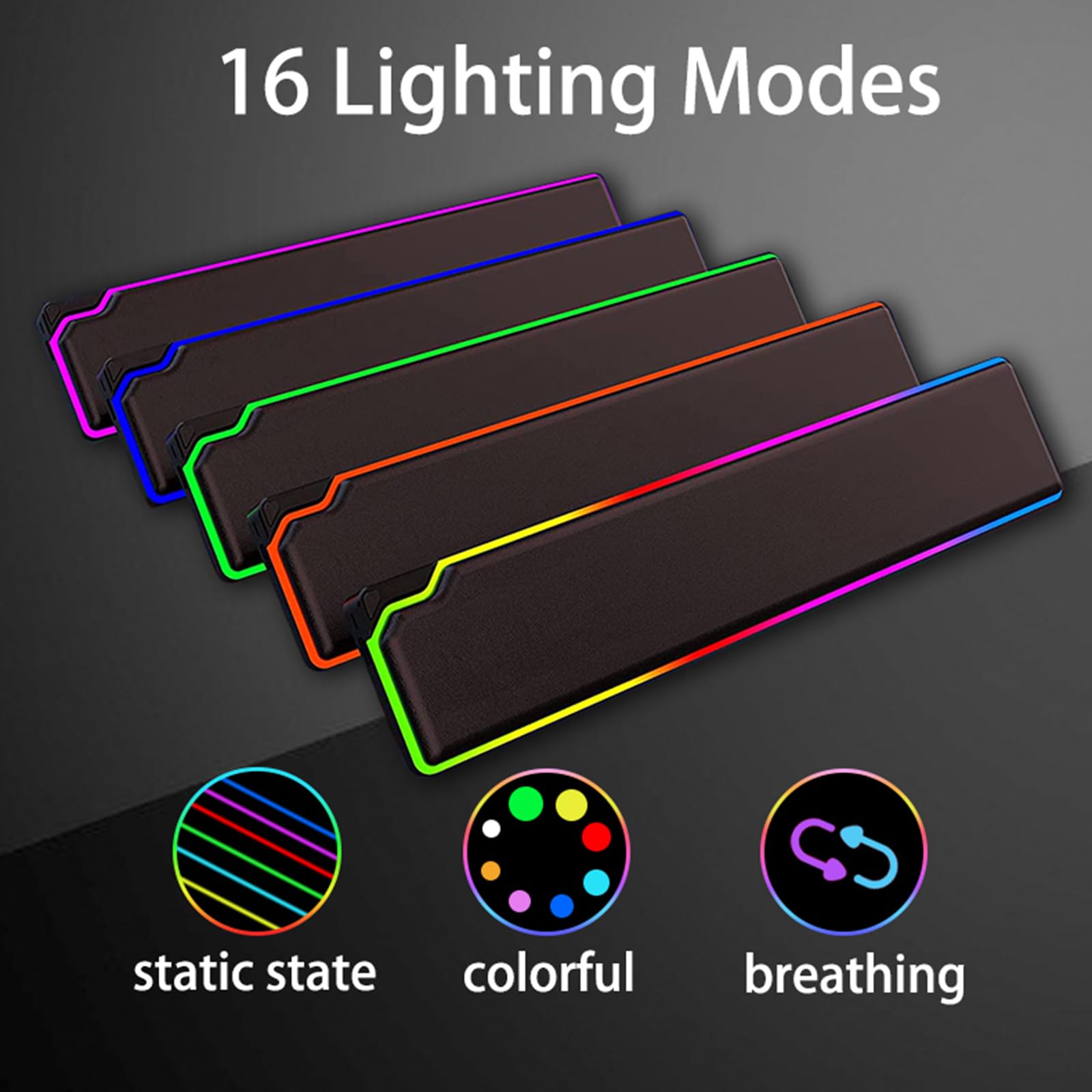 Tappetino da polso per mouse con imbottitura in memory foam, con luce LED, comodo al tatto
