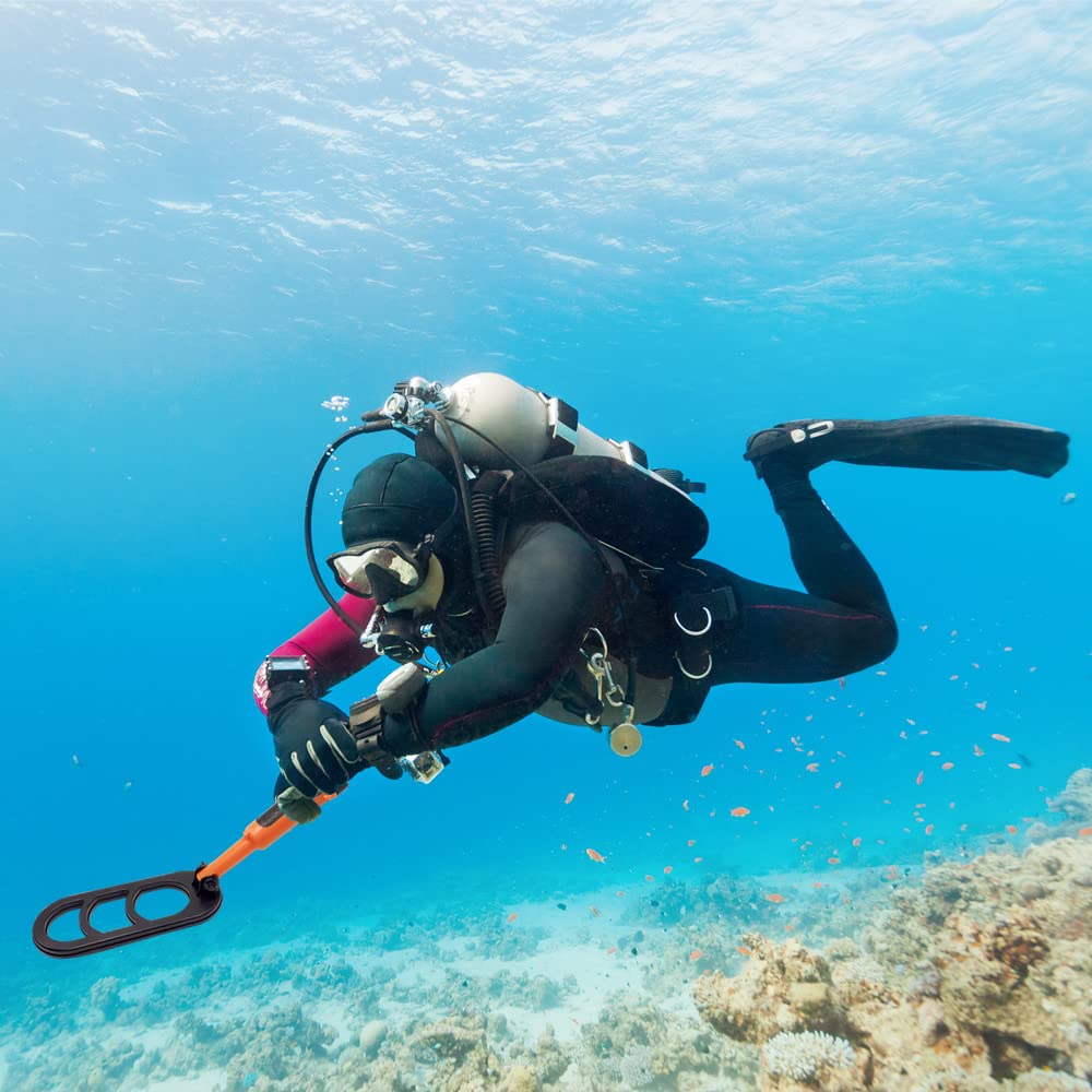 Detector de Metales Impermeable Buceo Versión Plegable Pulso Bobina Pulso Exploración Detección (Negro/Naranja)