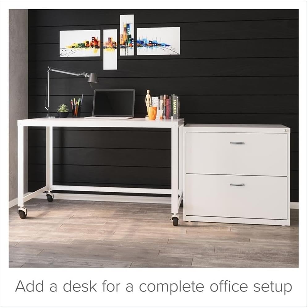 Hirsh Home Office Style Lateral Metal File Cabinet 30 in. Wide 2 Drawer White, Fully Assembled