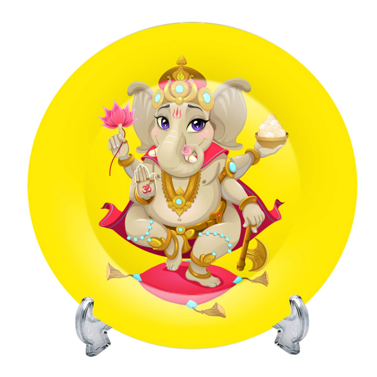 Armantara Ceramic Decorative Plate with Stand (Multicolour)