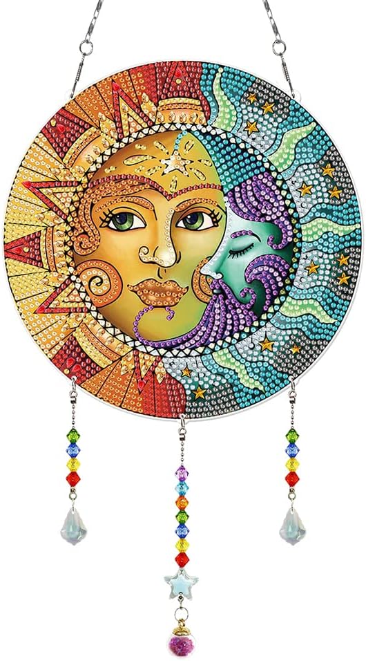 SJUTOUCI Diamond Painting Kits for Adults, DIY Sun and Moon Diamond Painting Crystal