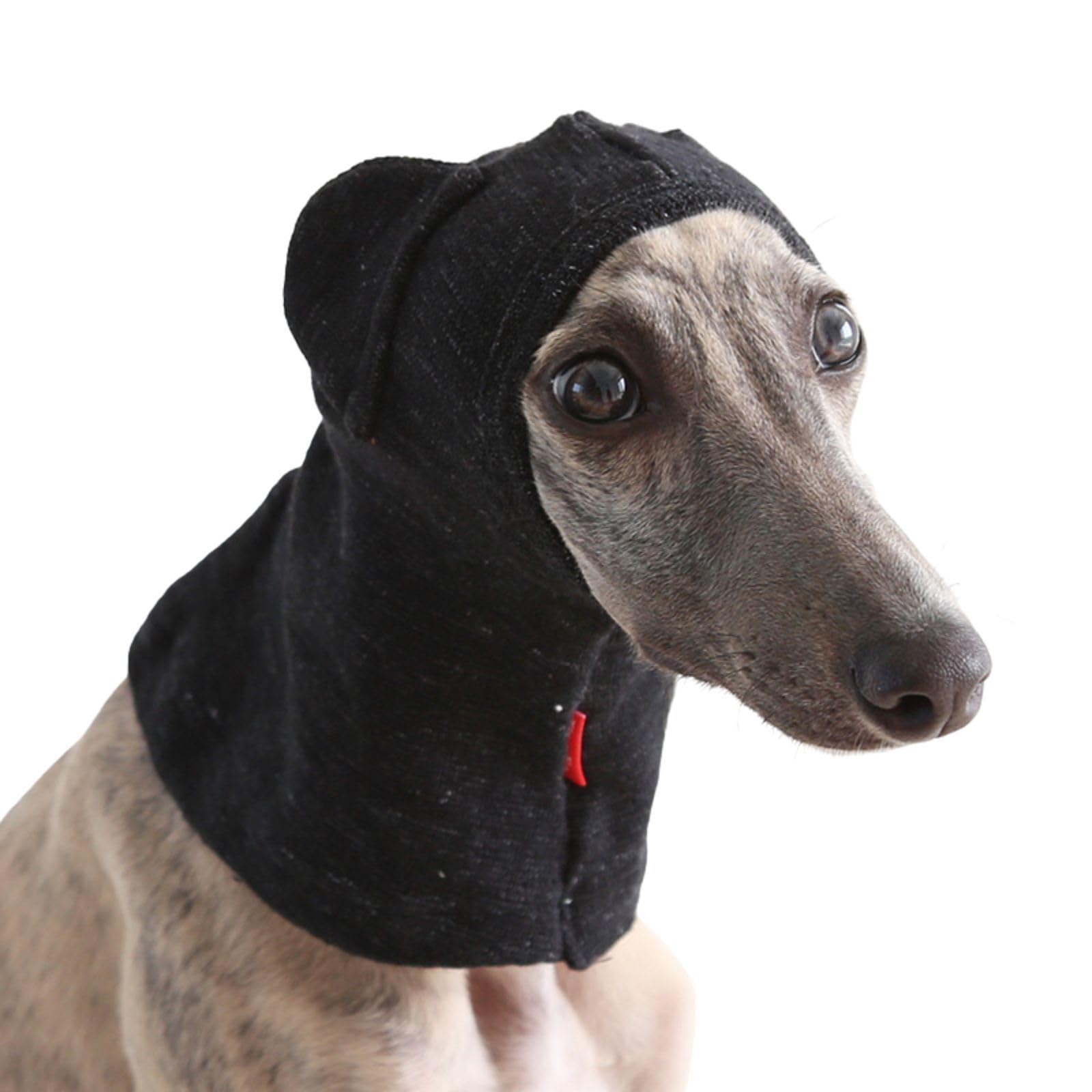 Greyhound Cotton Hat,Whippet Warm Winter Dog Hat Calming Neck Wrap for Anxiety Relief & Ear Protection For Small Medium Dogs (Black, S)