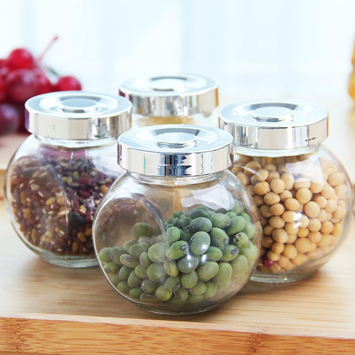 Tarros de Cristal Herméticos para Almacenar Cereales y Alimentos Juego de 8 Recipientes Ligeros y Transparentes para Cocina