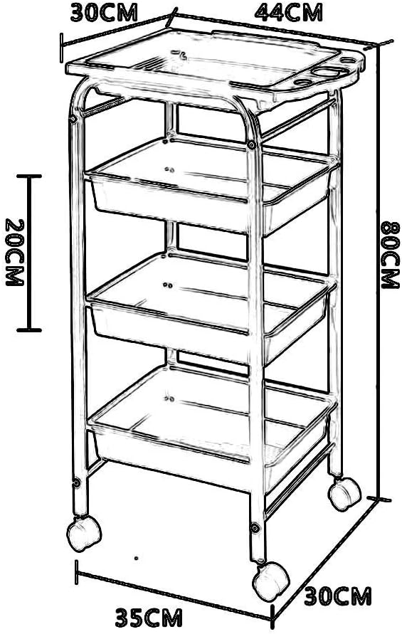 Multifunctional Portable Movable Cart,Beauty Salon Trolley on - 4-Tier Rolling Storage Cart for Stylist Hairdresser/Spa, Portable Utility Cart