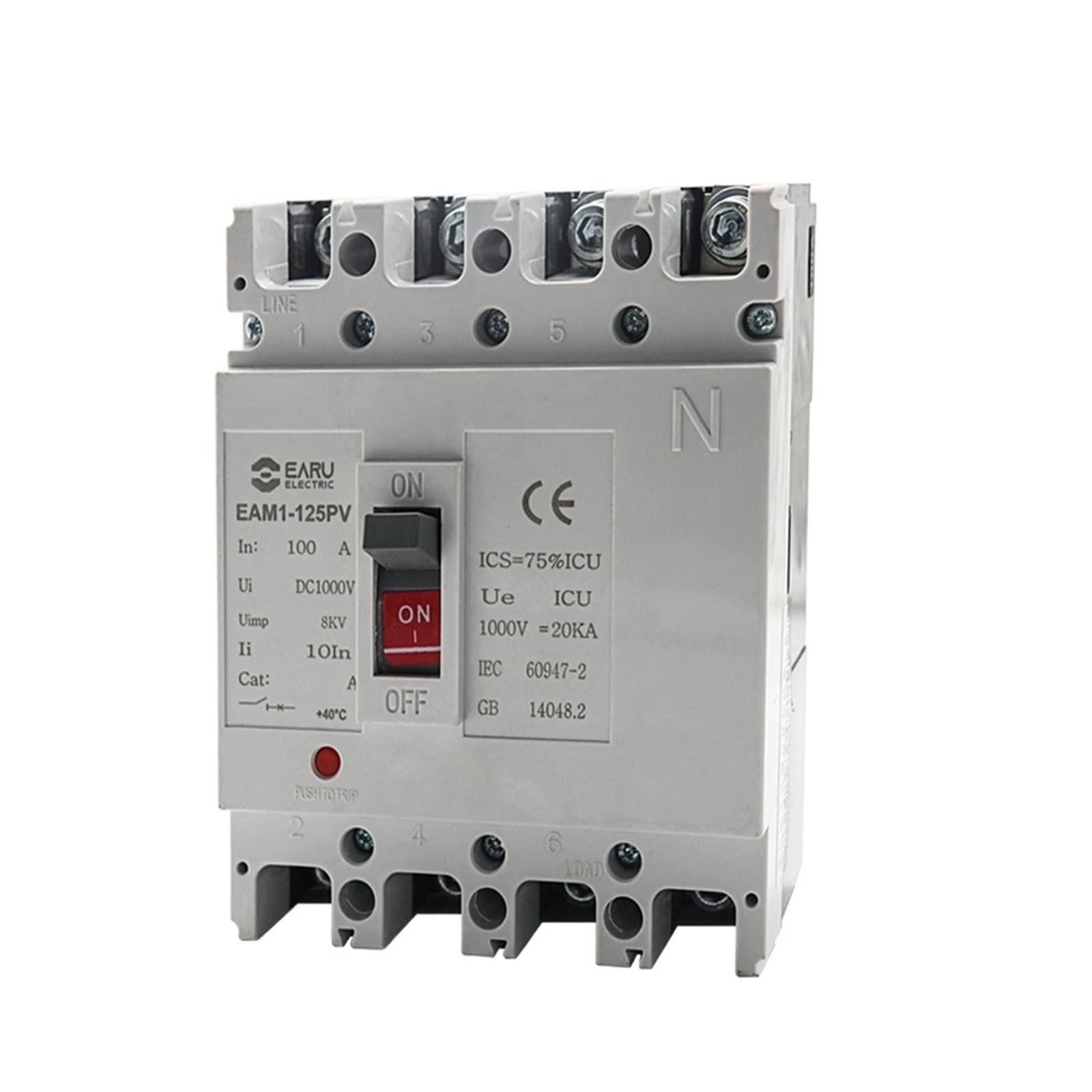 MCCB Disjoncteur boîtier moulé DC1000V 4P 80A pour installation photovoltaïque