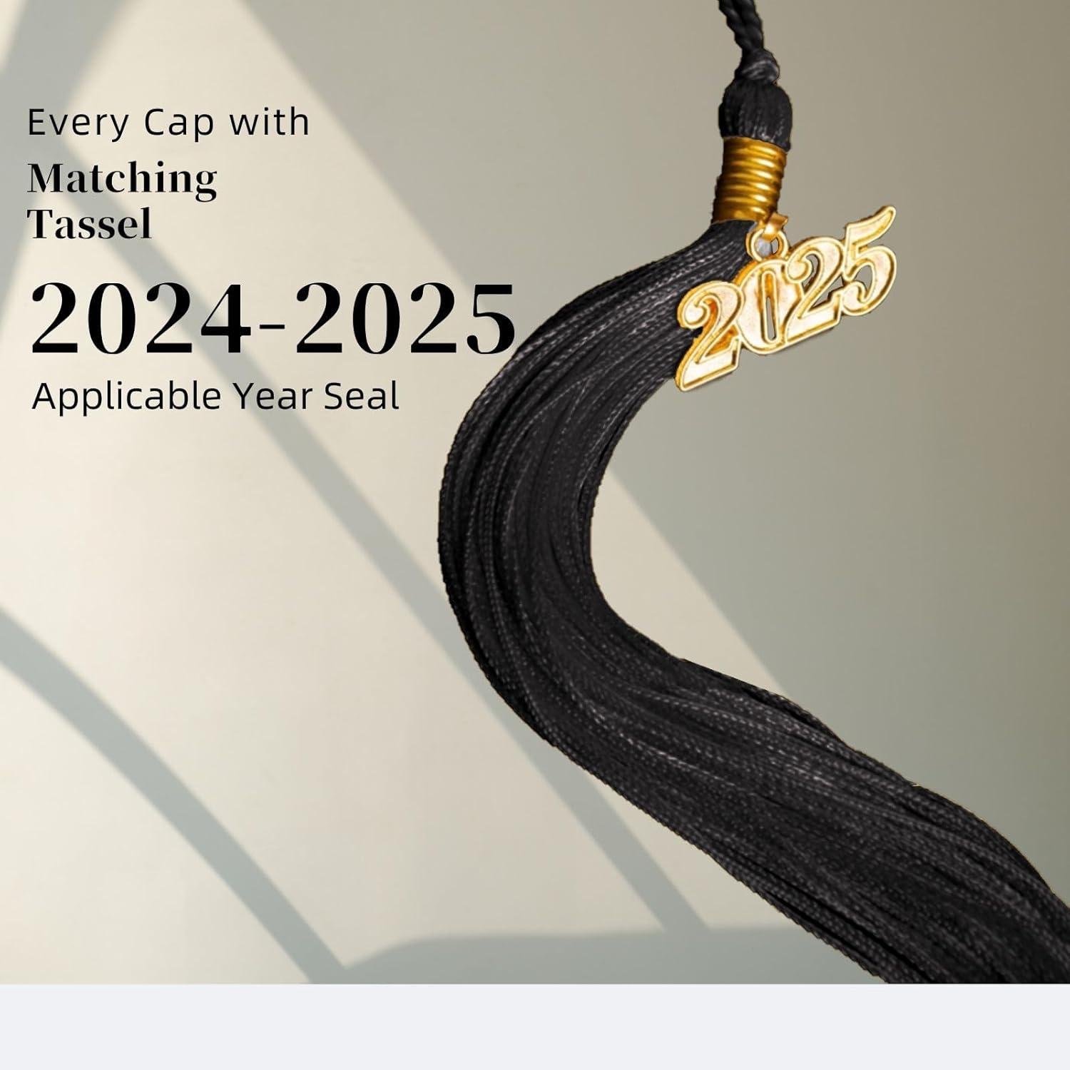6Pcs Graduation Cap and Gown with Matching Tassels 2026 2025 Year Charm for High School University
