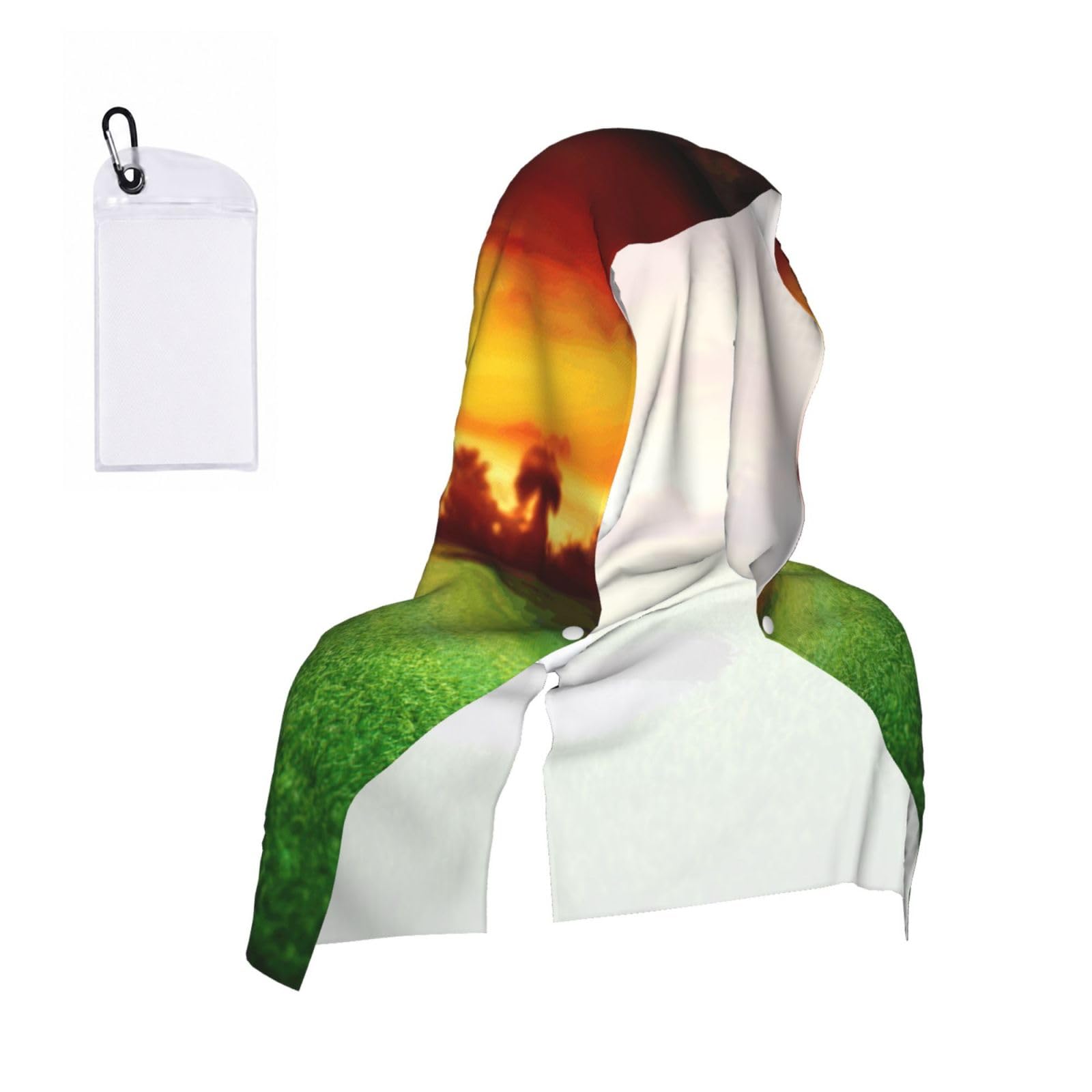DUWAA Sport Golf Ball Sunset Tree Print Cooling Hooded Sports Towel, 30×60cm Quick Drying Summer Cool Head Wrap For Neck And Face