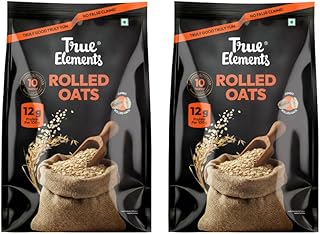 True Elements Rolled Oats 2kg offer pack - 1 month family pack | Wholegrain, High Fibre, High Protein Oats | Keeps You Ful Price In India