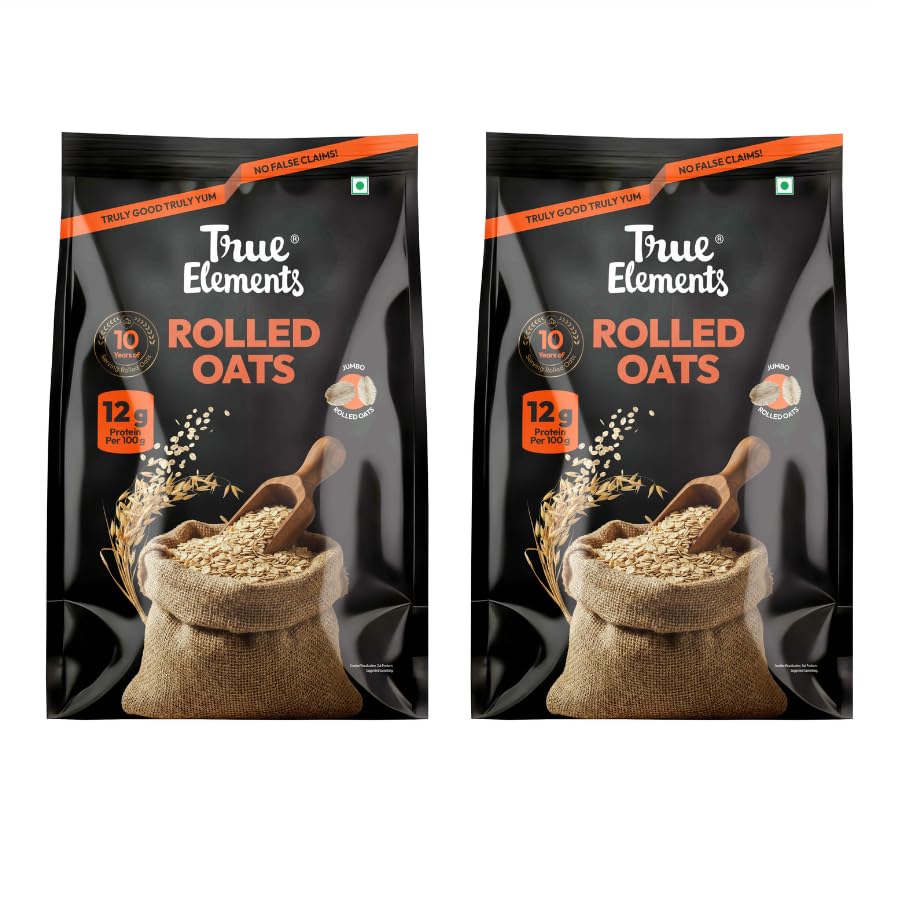 True Elements Rolled Oats 2kg - Diet Food | Gluten Free Oats | Cereal for Breakfast | High Fibre | 100% Wholegrain, Jumbo Oats 1kg (Buy 1 Get 1 FREE)-picture-17