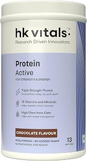 hk vitals Protein Active (Chocolate, 400g / 0.88lbs) | All in One Triple Strength Protein | For Immunity and Stress-Relief Price In India
