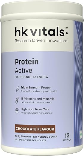 hk vitals Protein Active (Chocolate, 400g / 0.88lbs) | All in One Triple Strength Protein | For Immunity and Stress-Relief