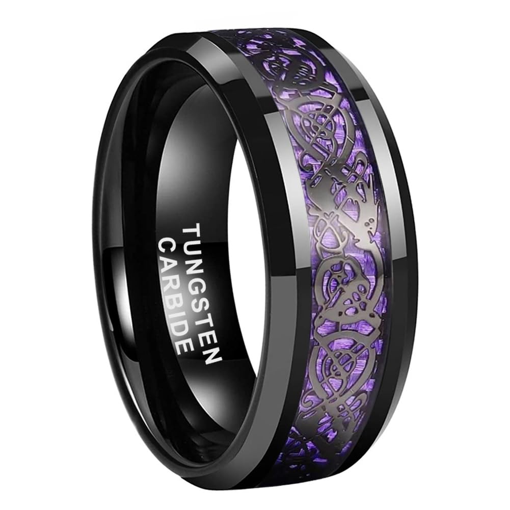 TUTISS 6mm 8mm Silver/Black Tungsten Rings for Men Women