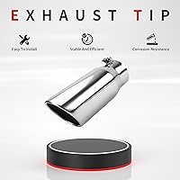 Vista 8 de Richeer Punta de escape de 4 a 5 pulgadas, entrada de 4 pulgadas, salida de 5 pulgadas, longitud total de 12 pulgadas, punta de escape de acero