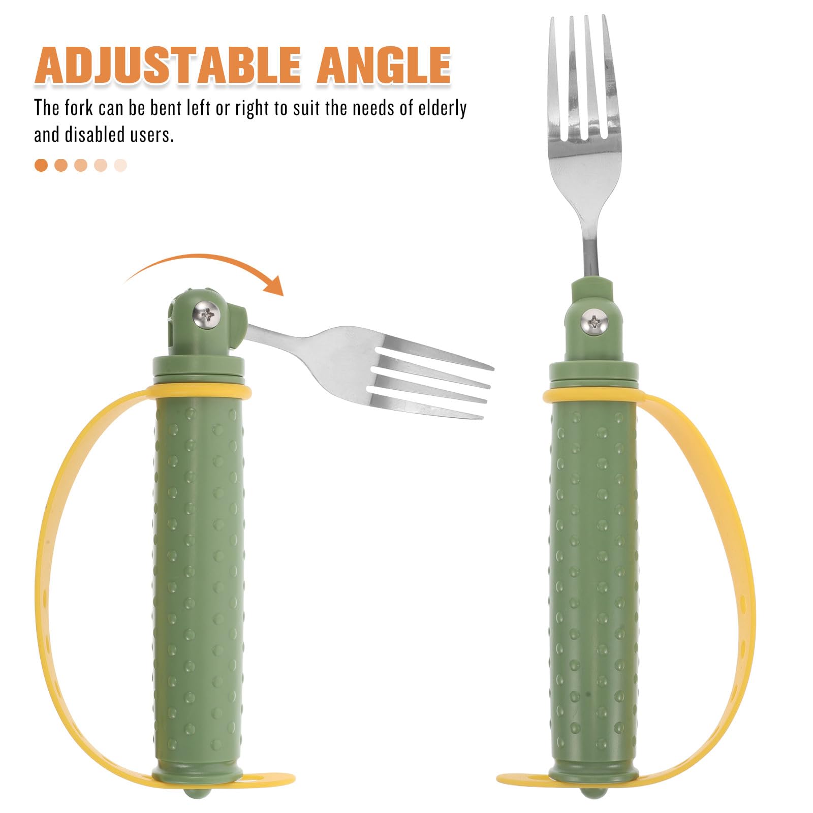 Cubiertos Adaptativos de Acero Inoxidable Mango Ergonómico, Tenedor y Cuchara Ajustables en Ángulo para Personas Mayores y Discapacitadas, Utensilios Antitemblor para Asistencia