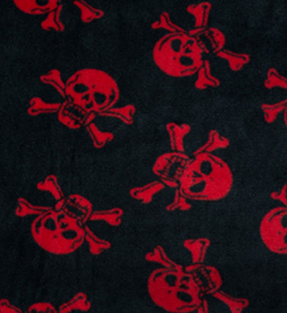 Printed Polar Fleece Fabric Material - RED Skulls, 1Mtr 150cmx100cm