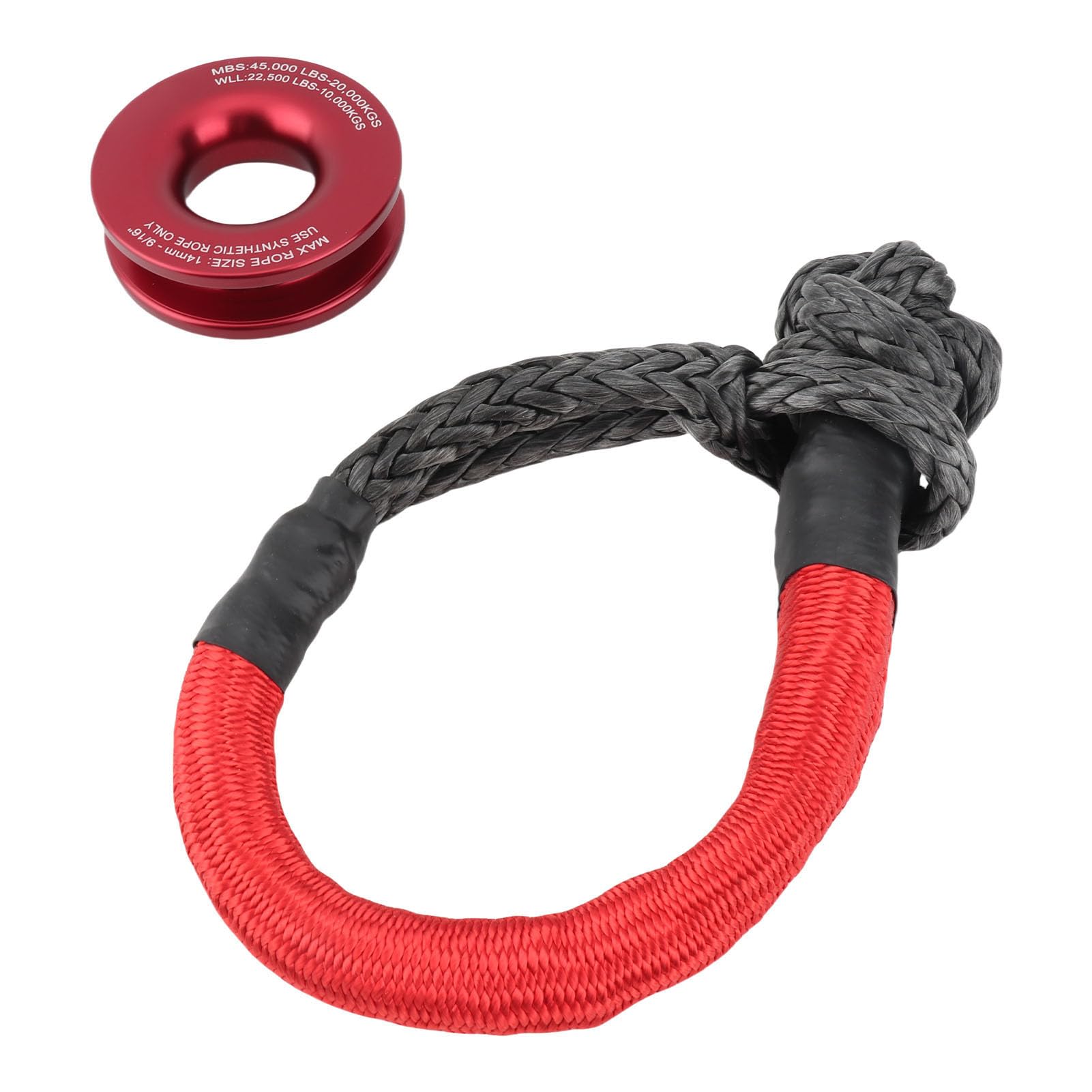 Naroote Polea de Retención de Cuerda de Alta Dureza para Recuperación 4X4 de Camiones ATV Todoterreno, Grillete Suave de Nailon de Aleación de Aluminio para Campamento de Rescate de Emergencia