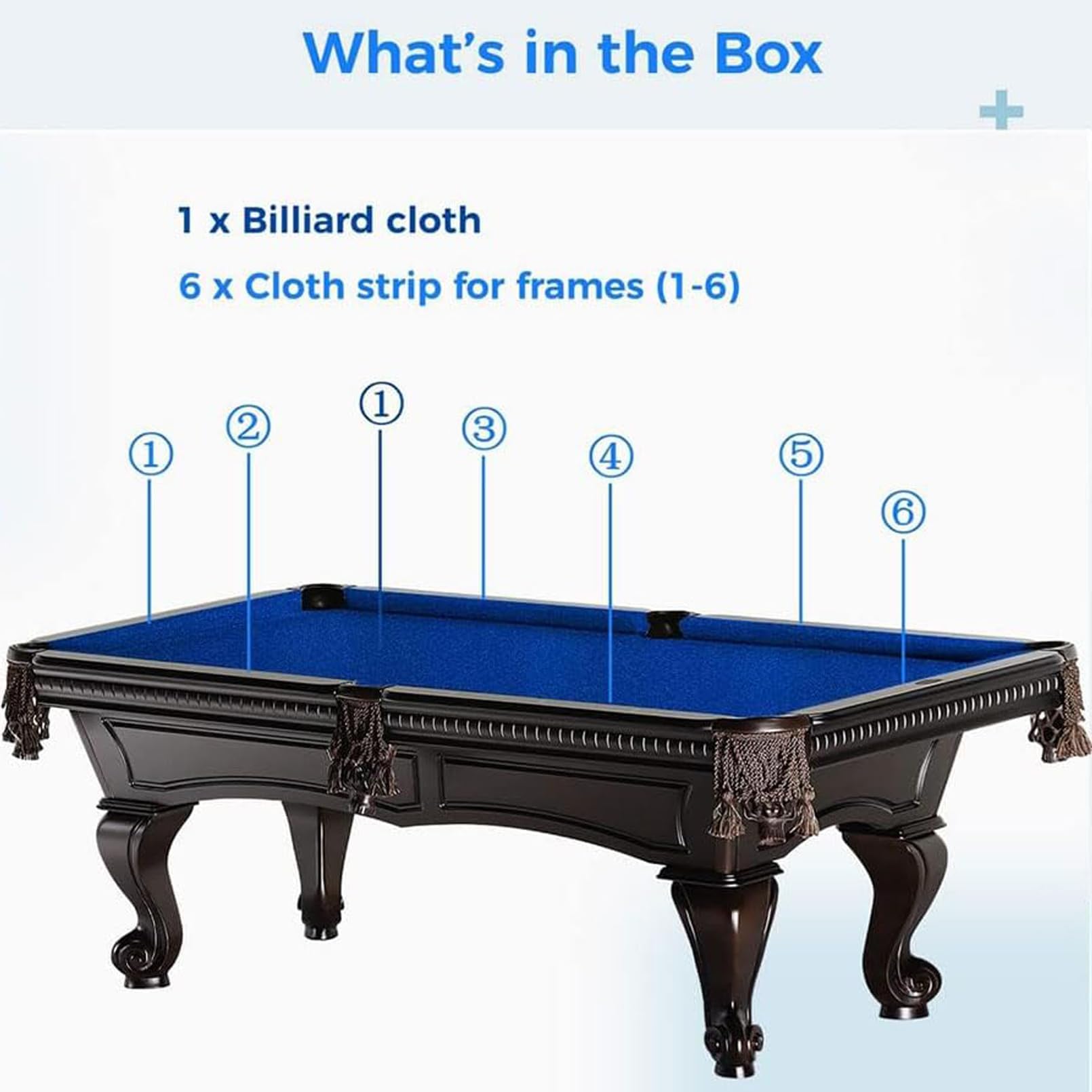 UYSELA Billardtuch, Billard Stoff Billardtisch Filz Billardtuch für 7ft 8ft und 9ft Pooltische Billardtischfilz Mattenstreifen,Bar,Hotel,Professionelle Billardtischdecke,Blau,9ft/2.75m