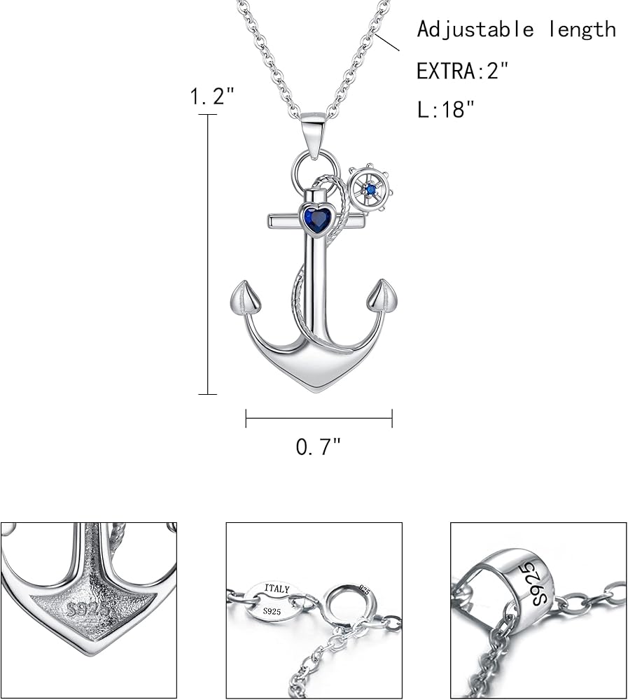 Amazon.com: EleQueen Anchor Necklace, 925 Sterling Silver Anchor