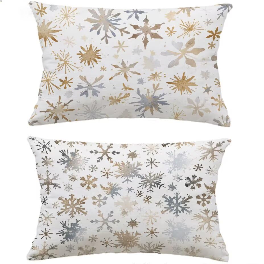 Housse de Coussin Extérieur 40x80 cm Lot de 2 Blanc Aspect Lin