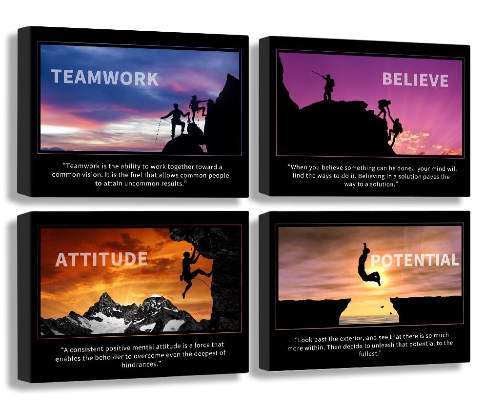 Inspirational Quotes Wall Art Decoration Painting, landscape Canvas Wall Art， Suitable for Library, Office， Living Room,Home Deco,Tabletop/Hanging,| 4