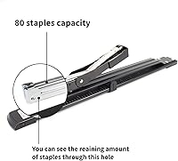 Vista 5 de Deli Engrapadora de largo alcance, engrapadora de folletos con capacidad para 25 hojas, grapadoras estándar de brazo largo para folletos, Negro