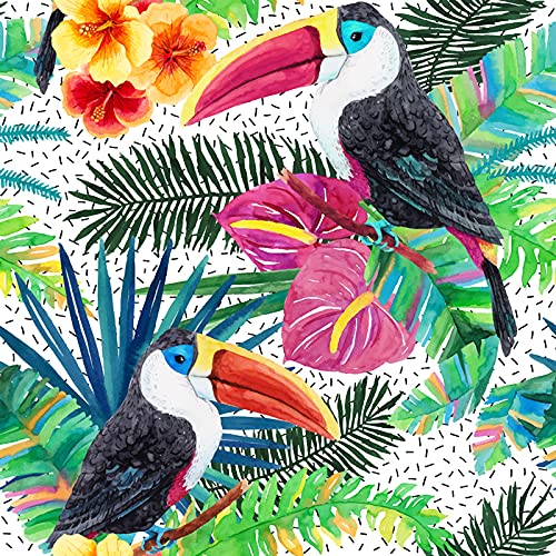 Meuble chambre salon transformés par ce papier peint Hawaii oiseaux