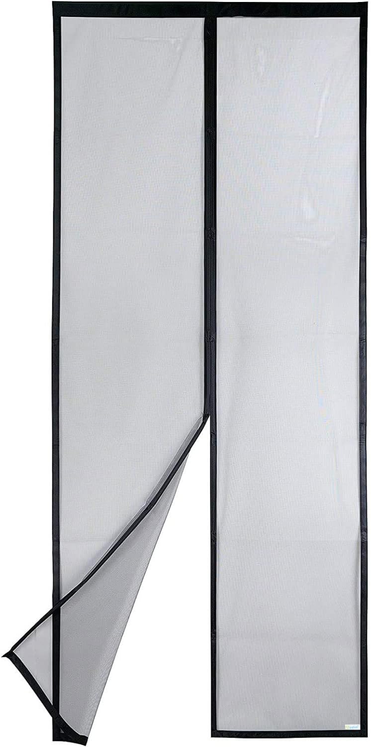 VP Magnetic Screen Door Deluxe Version – Heavy Duty Mesh Curtain, Strong Magnets,Top-to-Bottom Seal Snaps Shuts Automatically(36x38") Black