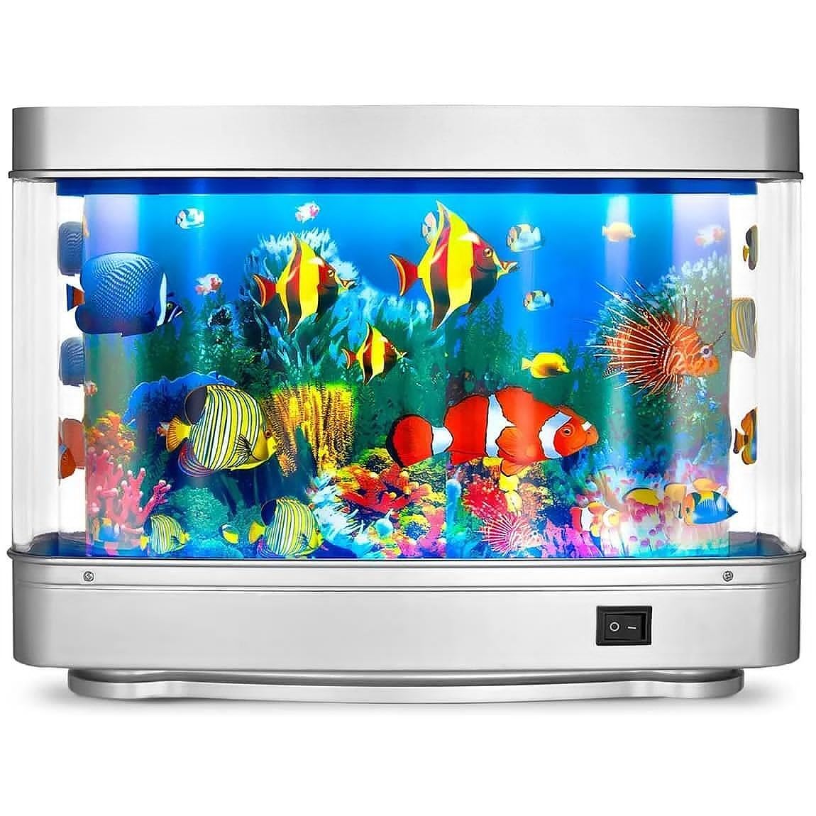 Mini Acquario per Acquario Finto, Luce Notturna Decorativa per Acquario con Pesci Tropicali Artificiali con Pesci in Movimento per Bambini, Alimentazione USB 5V