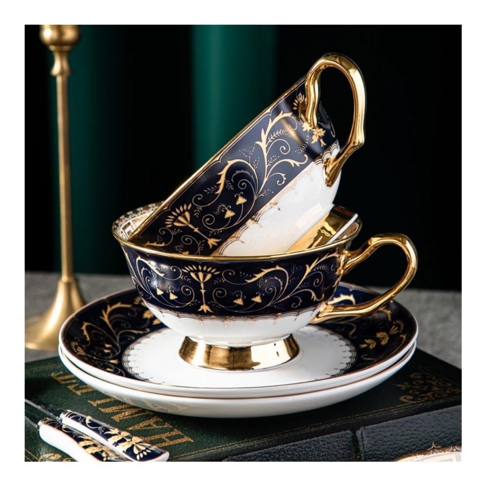 Kubki Zestaw do kawy w stylu europejskim, filiżanki z porcelany kostnej retro, ceramiczne i spodki, wysokiej jakości wykwintny zestaw herbaty popołudniowej do Latte, Gorącej Herbaty, Mleka