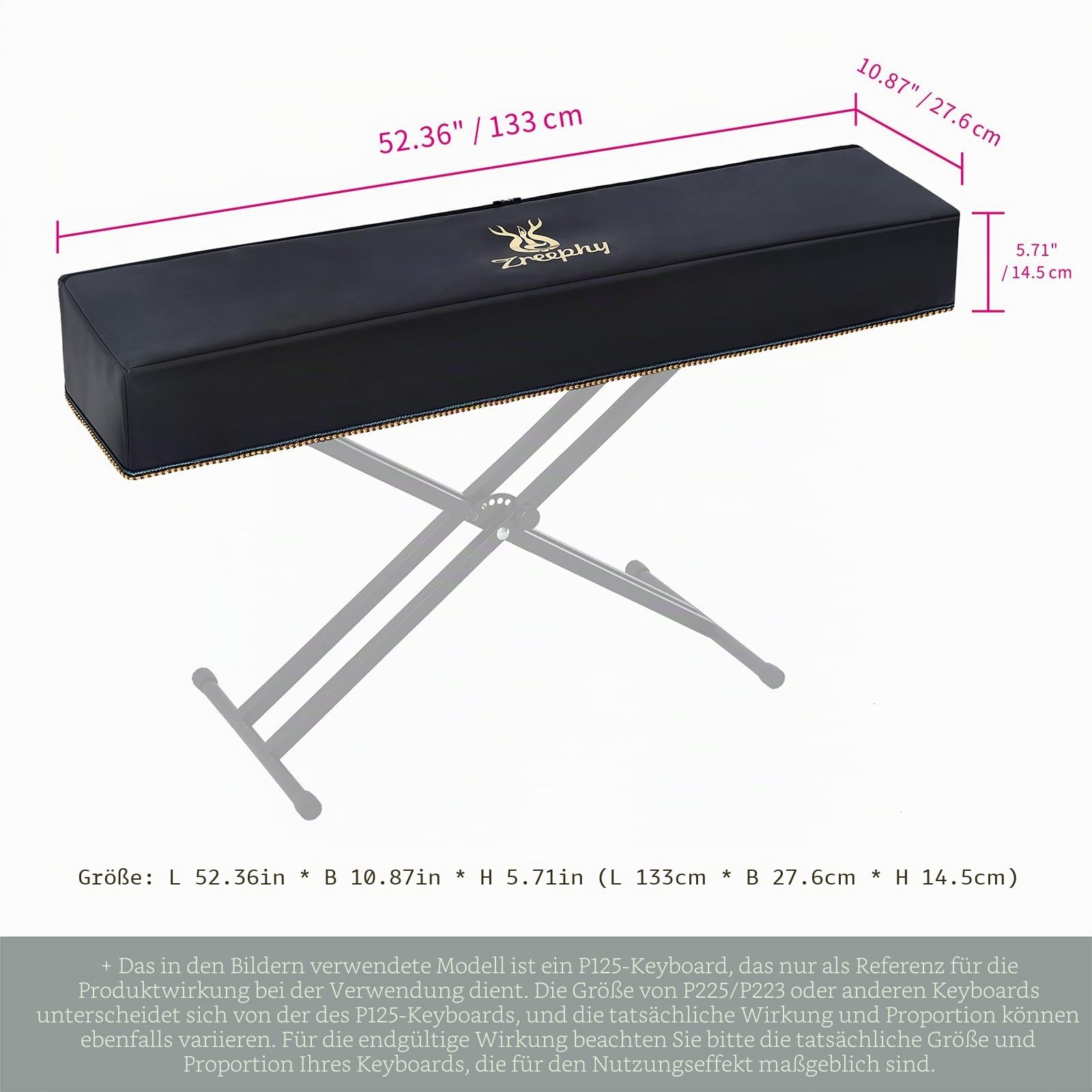 Staubschutz für Klaviertastatur mit Notenständer, Öffnung des Reißverschluss-Designs, staubdichte Abdeckung, kompatibel mit Yamaha P225, P223, P145, P143, 88 Tasten, Digitalpiano-Tastaturen