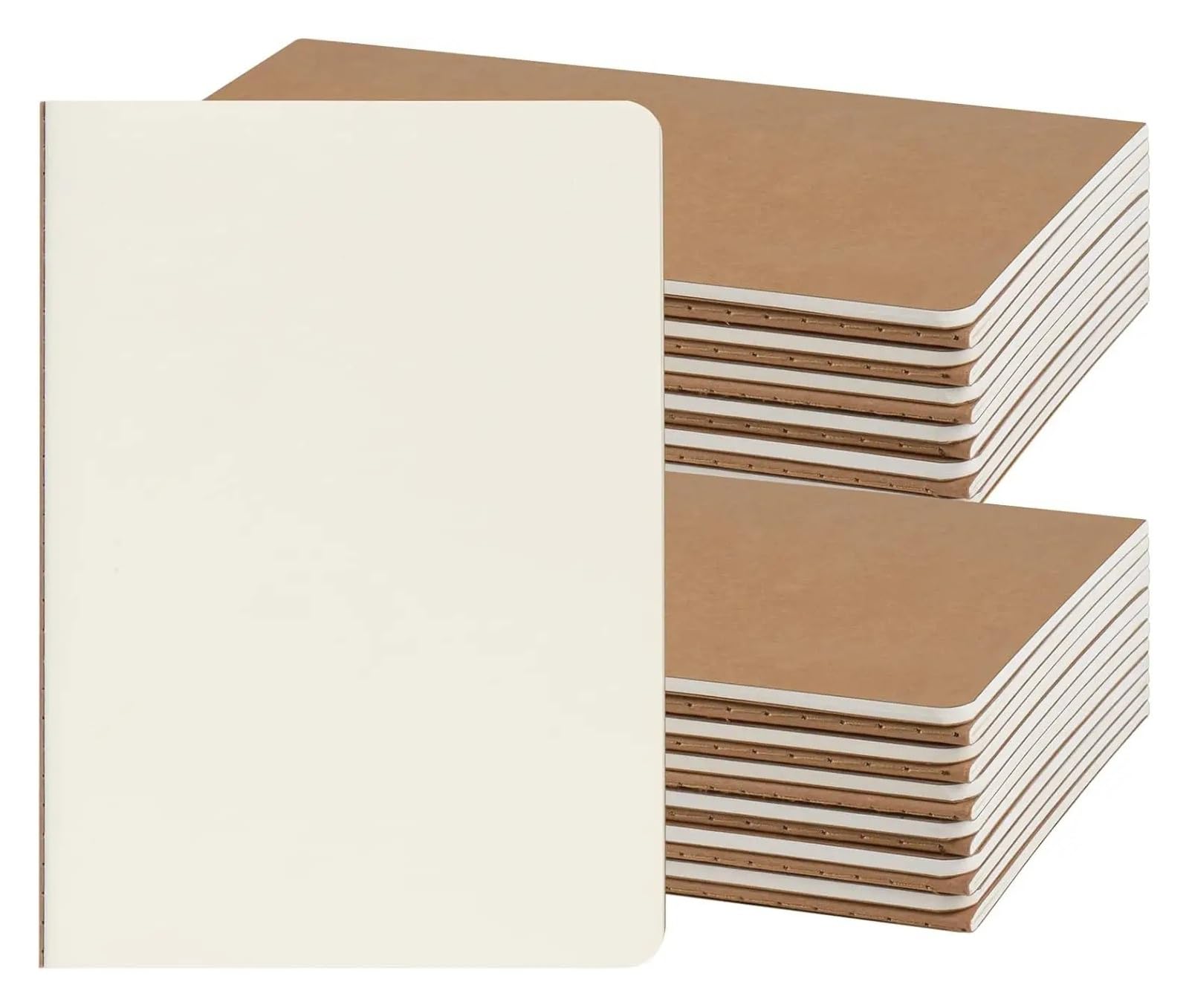Paquet de 24 cahiers A5 Kraft en vrac 8,15x5,5 pouces journal vierge for les enfants de l'école de travail 60 pages