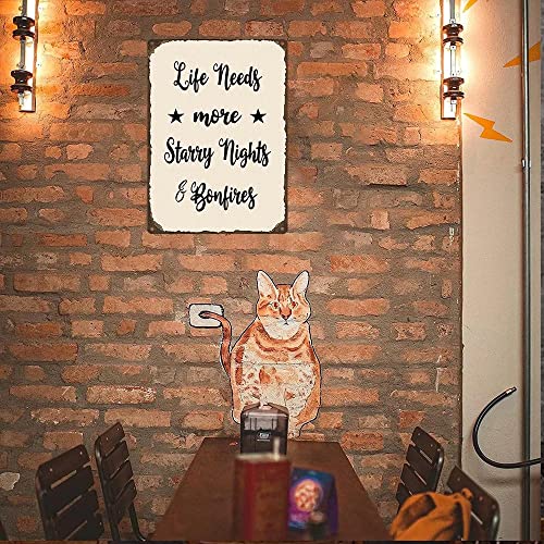 Wall Decor Light Signs Life Needs More Starry Nights & Bonfires Camping Firepit Backyard Cabin Aluminum Quality Metal Signs For Home Farm Outdoor Bathroom Restaurant Cafes Bars Club Kitchen Garage Cute Vintage Art Sign Gifts 8×12 Inch #TOP3