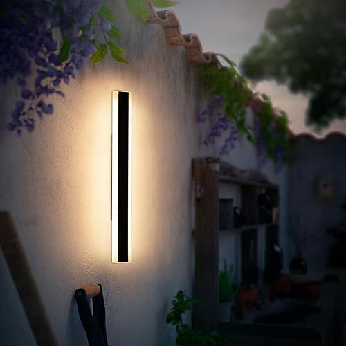 Vista 118 de Apliques de pared para exteriores de 47 pulgadas, regulables de 3000 K-6000 K, luces de pared larga para exteriores, IP65 impermeable, moderna