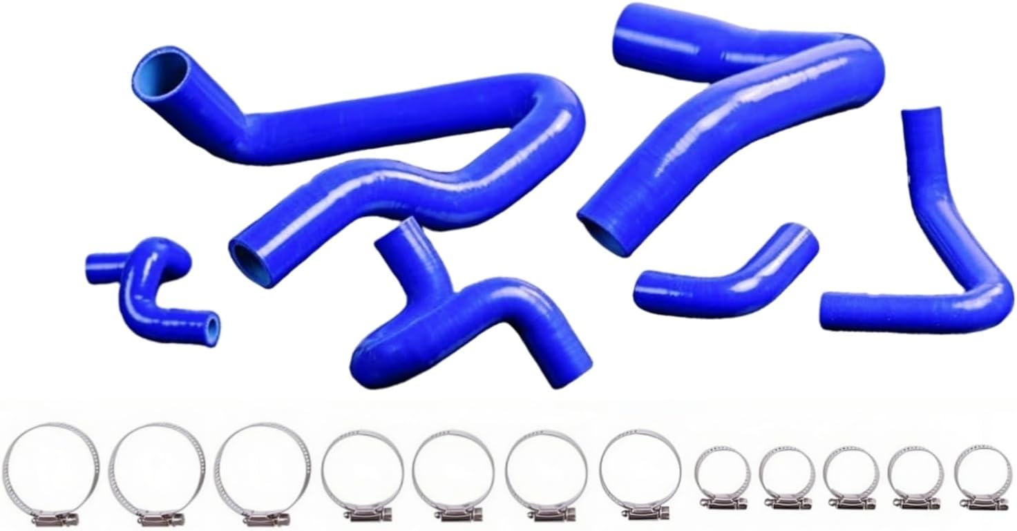 Silicone Radiator Hose Kit with Clamps Compatible with 1986-1993 Mustang GT LX Cobra 5.0U (Blue)