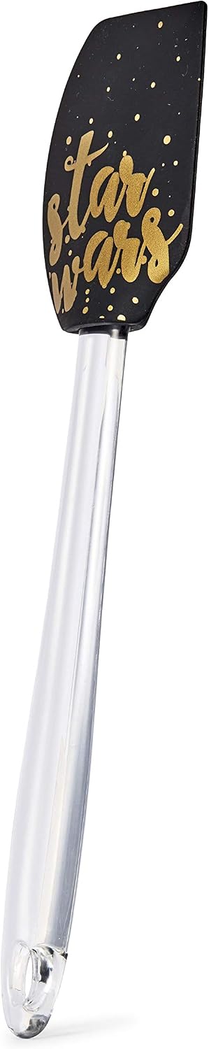 Official Star Wars 11-Inch Silicone Kitchen Spatula - Black/Gold Text Reads "Star Wars" - Perfect Novelty Utensil for Grilling, Cooking, BBQ, and Baking - Licensed Disney Items