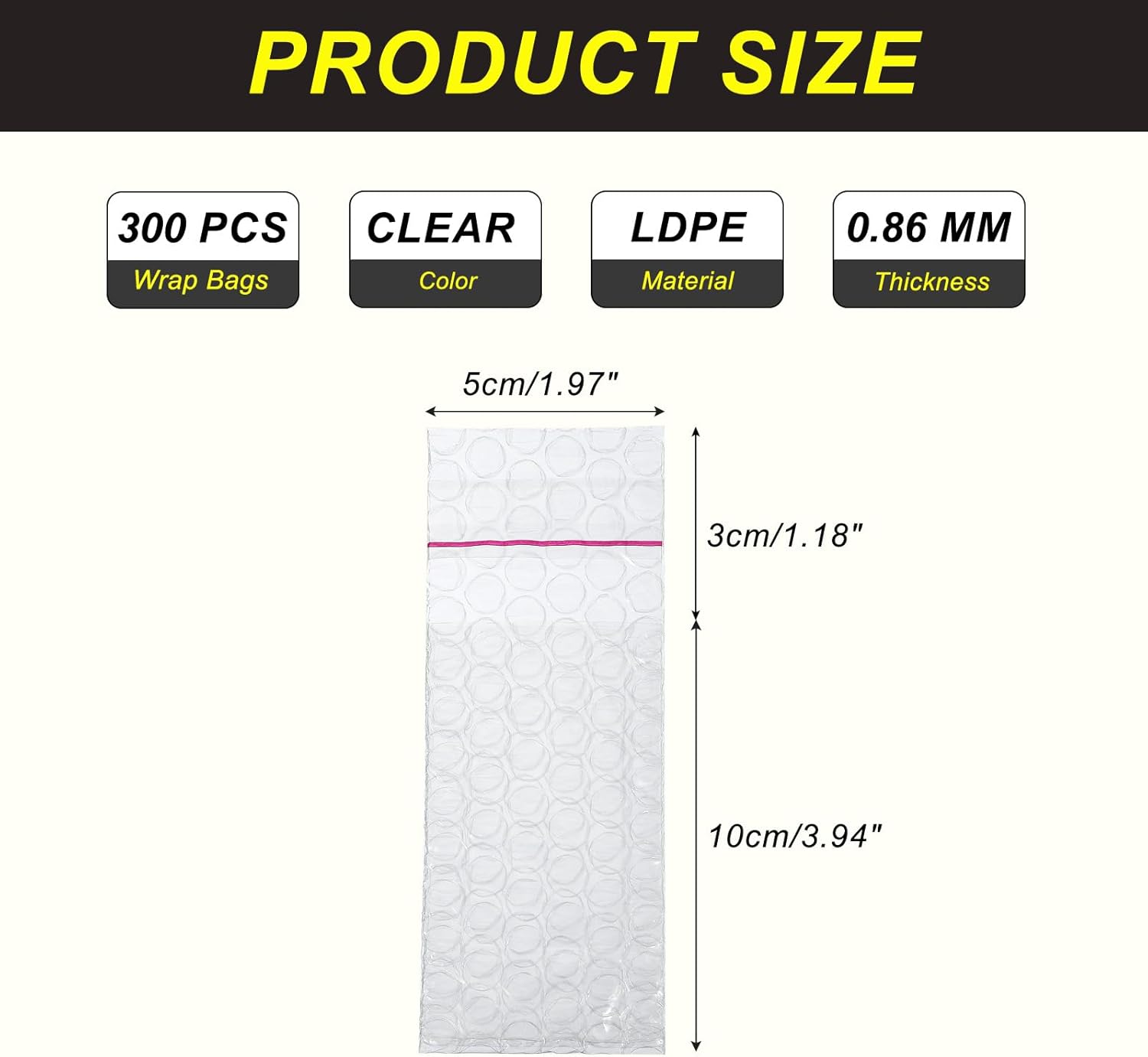 MECCANIXITY Self Sealing Bubble Pouch Wrap Bags Cushioning Bags 3.94 + 1.18 x 1.97" Double Wall Thickening Shockproof Foam Protective for Moving Shipping Packing Storage (Pack of 300, Clear)