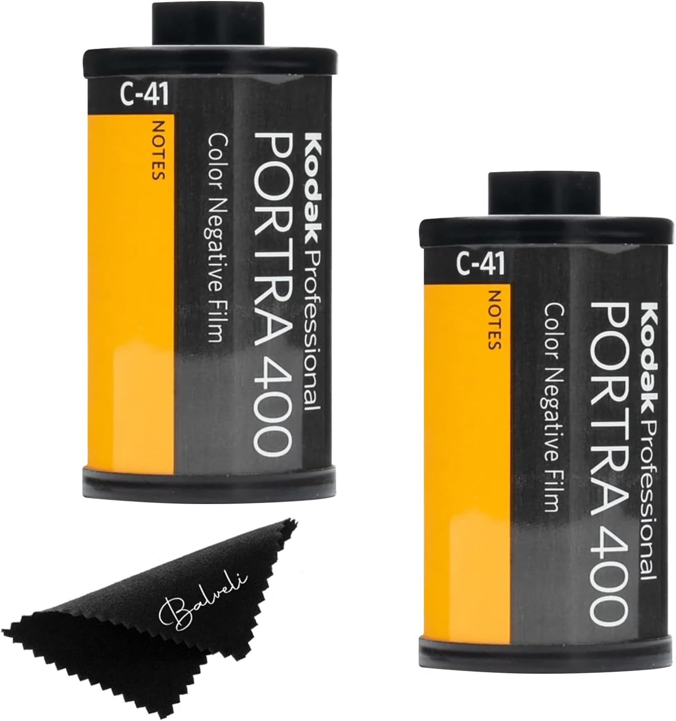Kodak Portra 400 Film - 2 Pack of 36exp Rolls for 35mm Cameras with balveli Premium Microfiber Cloth