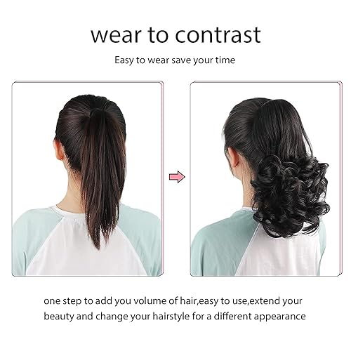 Miniatura 3 de HSPJHTM - Extensiones de cola de caballo de cabello rubio, extensiones de cola de caballo para mujer, pinza de extensiones de cabello rizado de 12