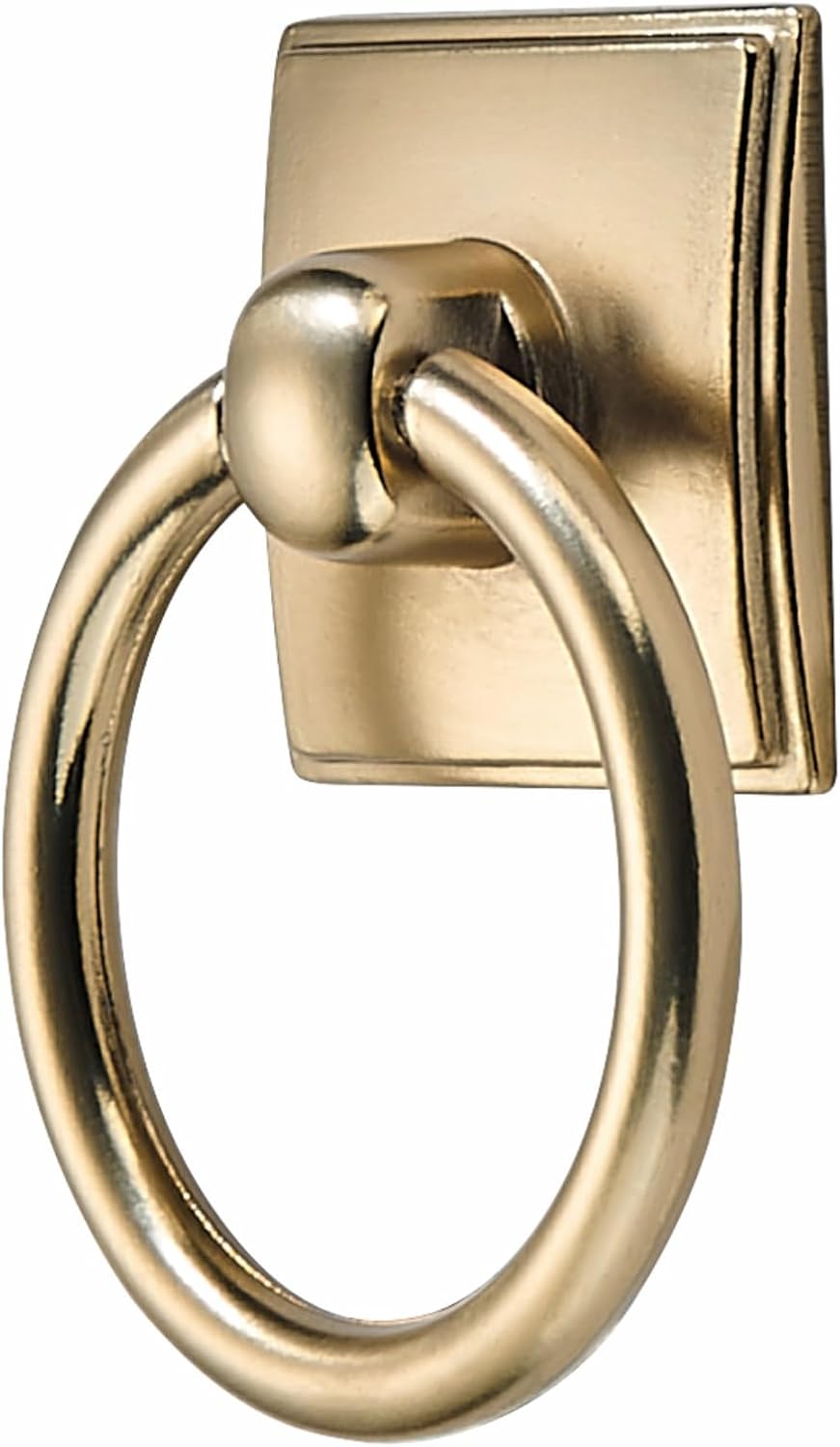khtumeware 2-Pack 1.9 Inch Ring Cabinet Knobs - Champagne Bronze Backplate for Drawer knobs for Dresser, Kitchen Cabinets - Durable Zinc Alloy Hardware.