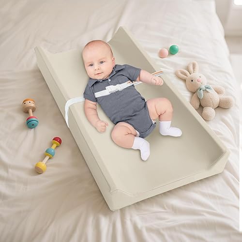 Miniatura 7 de Cambiador de pañales para bebé, impermeable y lavable, de piel vegana, 31 x 16 pulgadas, cómodo, suave, tamaño estándar, tapete para tocador y mesa
