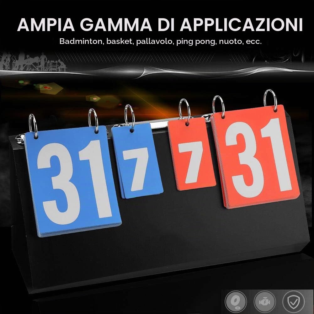 Jadeshay Tabellone Segnapunti,6 Cifre Portatili Flip Sport Scoreboard 0-99 Digitali Tabellone Segnapunti da Tavolo Capovolgi Il Tabellone degli Sportivo per Pallacanestro da Ping-Pong