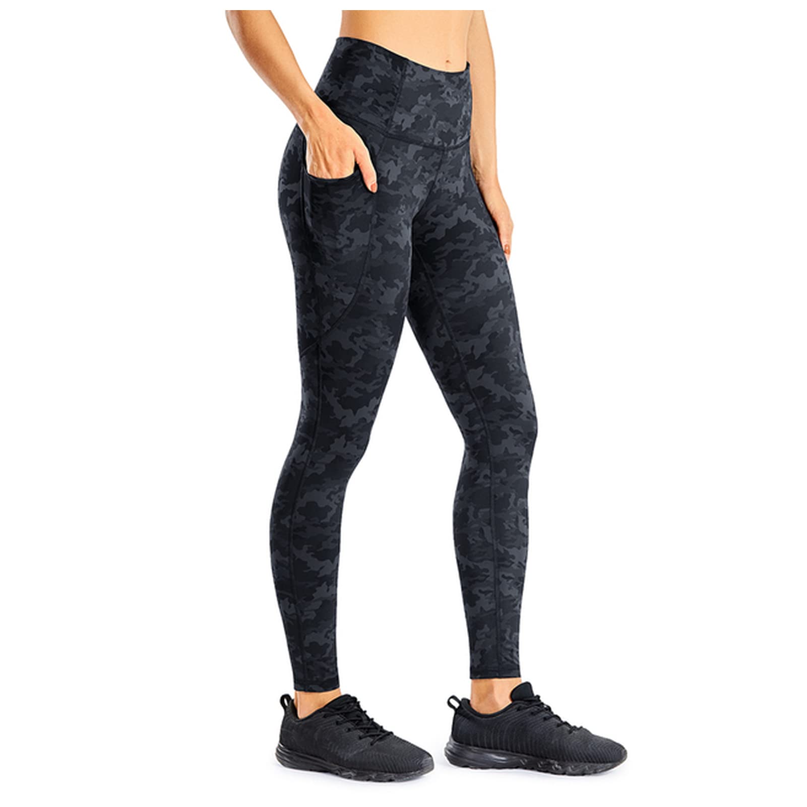 Legginsy na siłownię damskie spodnie treningowe z wysokim stanem legginsy do jogi - 61 cm spodnie z szerokimi nogawkami damskie (S)